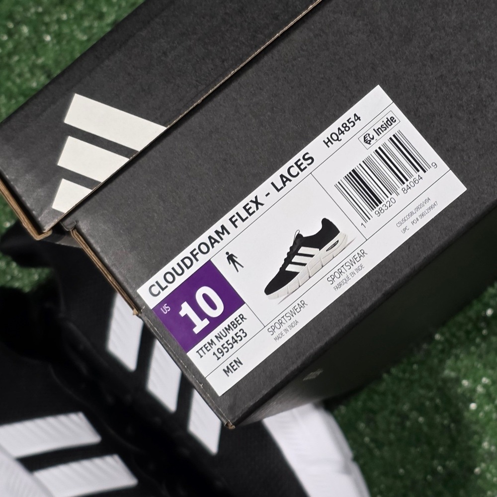 Adidas Cloudfoam Flex Laces - Core Black / Cloud White -Men's 10 NIB - Picture 7 of 7